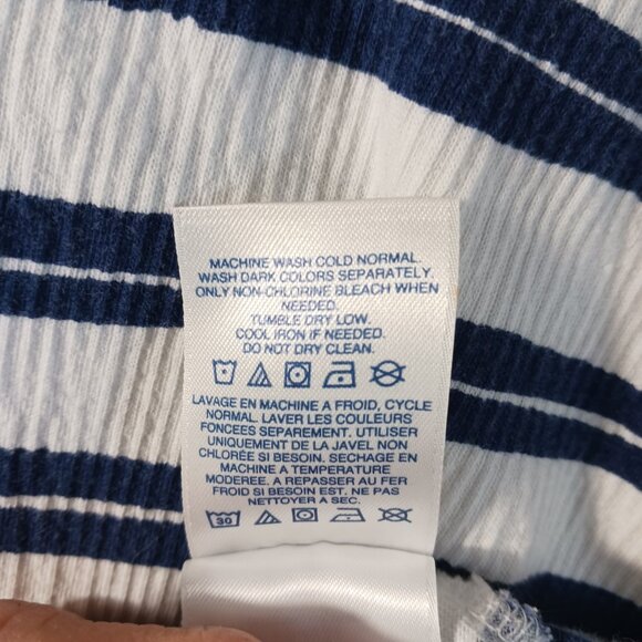 Lands End, Navy & White Stripe Short Sleeve Tee Slightly Ribbed Fabric Preppy XS - Picture 12 of 12